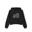 Yoga, Gratitude, Good Food and Good Vibes Cropped Women's Cinched Bottom Hoodie, Green, Gray, Black, Tan