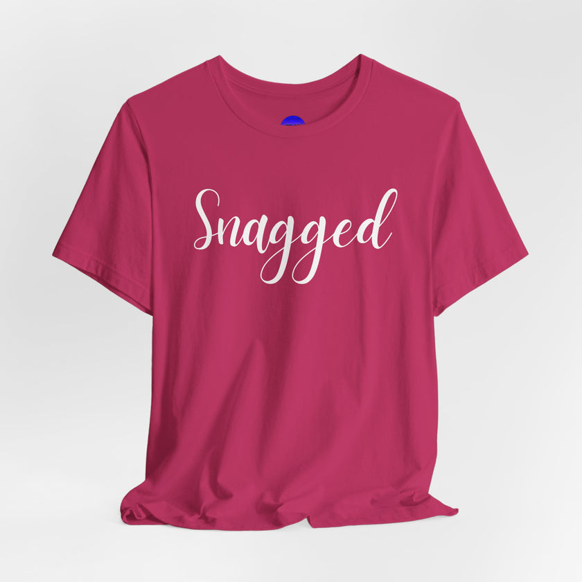 Snagged, Rez Humor, Black or Pink Unisex Jersey Short Sleeve Tee