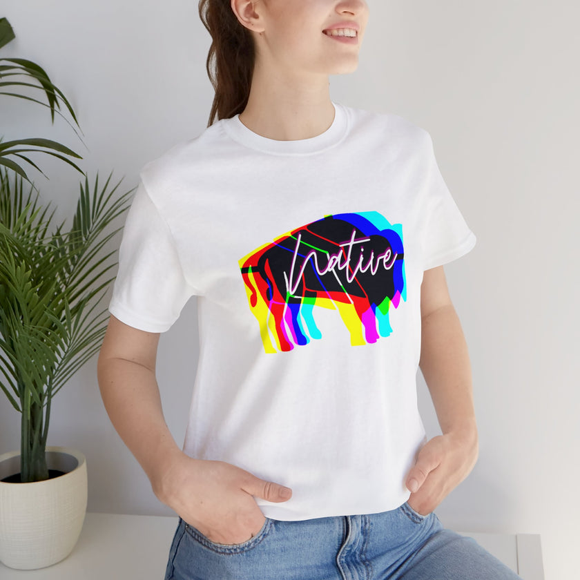 Multi Color Bison Pink Gradient Unisex Jersey Short Sleeve Tee
