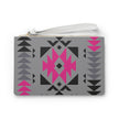 Pink Gray and Black Native Pattern Clutch Bag