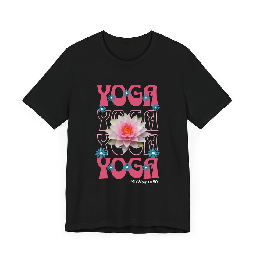 Lotus Flower Graphic, Yoga Unisex Jersey Short Sleeve Tshirt, Black or White