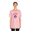 Coffee first please purple image Unisex Jersey Short Sleeve Tee