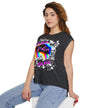 Native Innii aka Bison Graphic, Still Here, Native Pride, White, Mauve, Black, Teal or Grey, Women’s Flowy Rolled Cuffs Muscle Tee