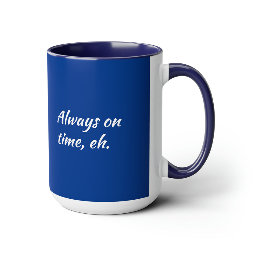 Indian Time, always on time Two-Tone Coffee Mugs, 15oz