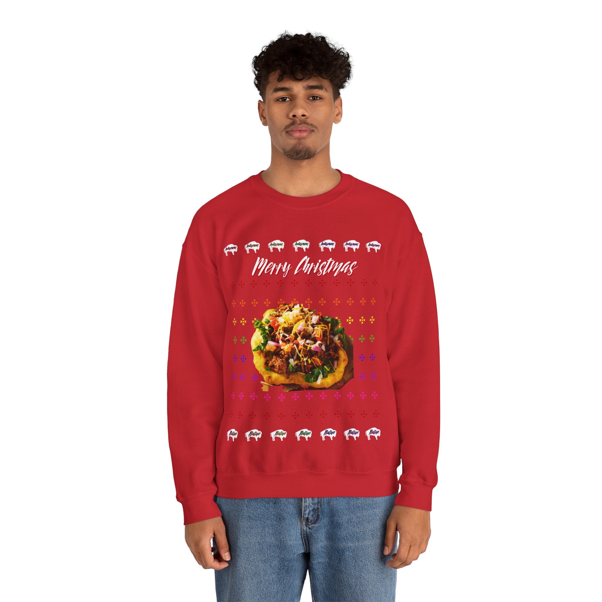Ugly Christmas Indian Taco Unisex Heavy Blend™ Crewneck Sweater