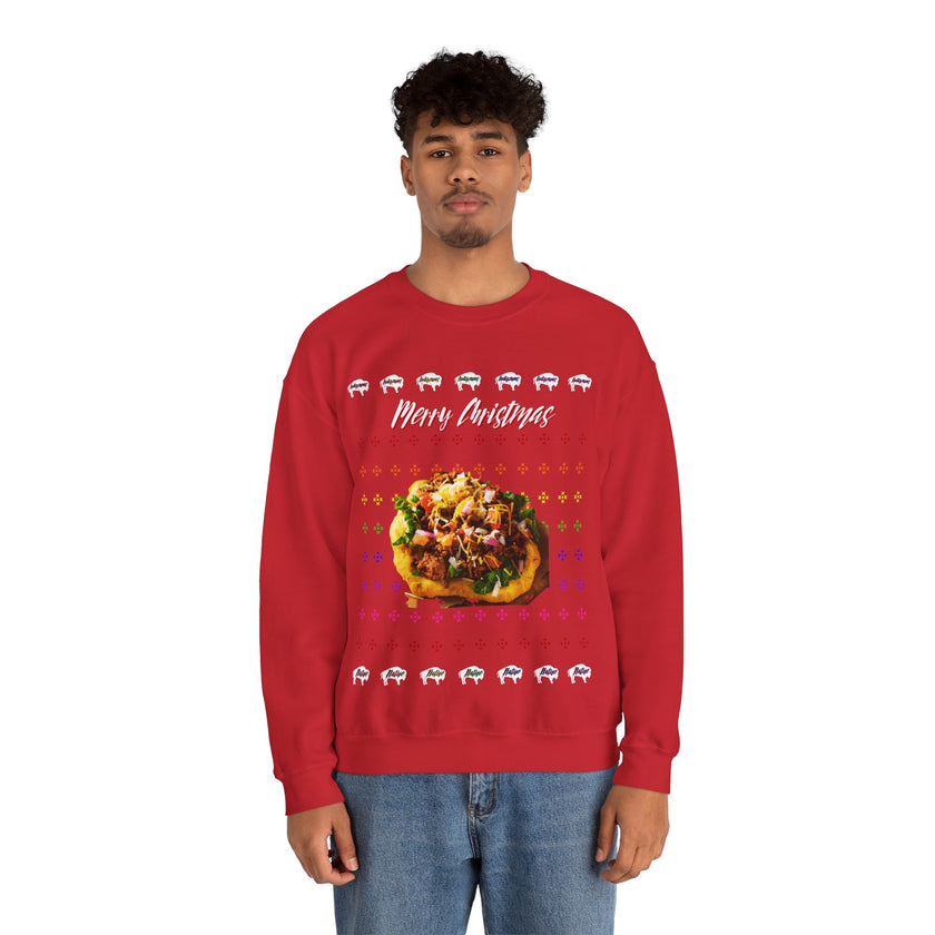 Ugly Christmas Indian Taco Unisex Heavy Blend™ Crewneck Sweater