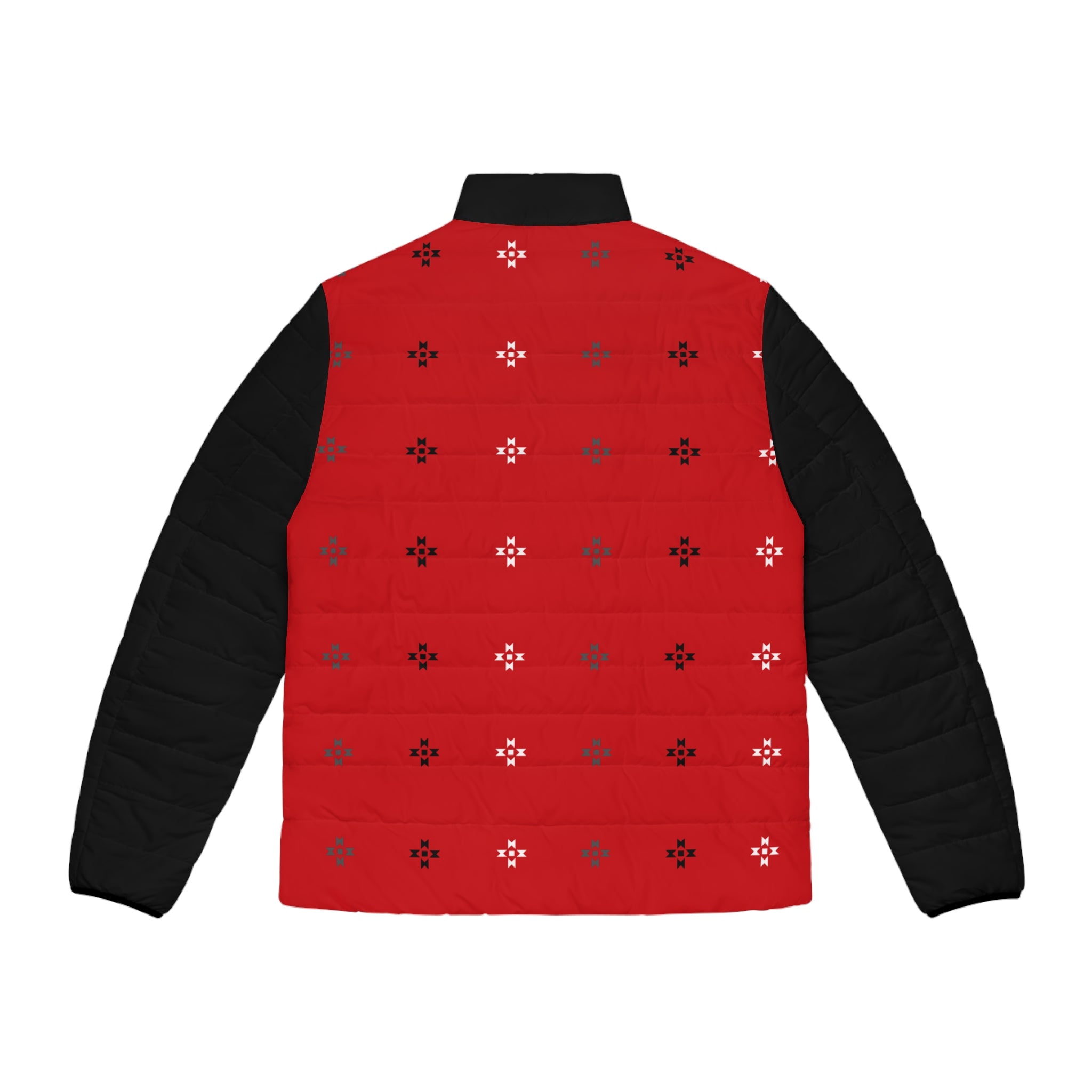 Red Native Stars Pattern, Men's Puffer Jacket