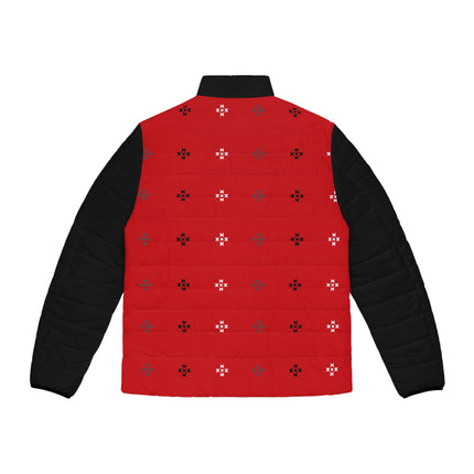 Red Native Stars Pattern, Men's Puffer Jacket