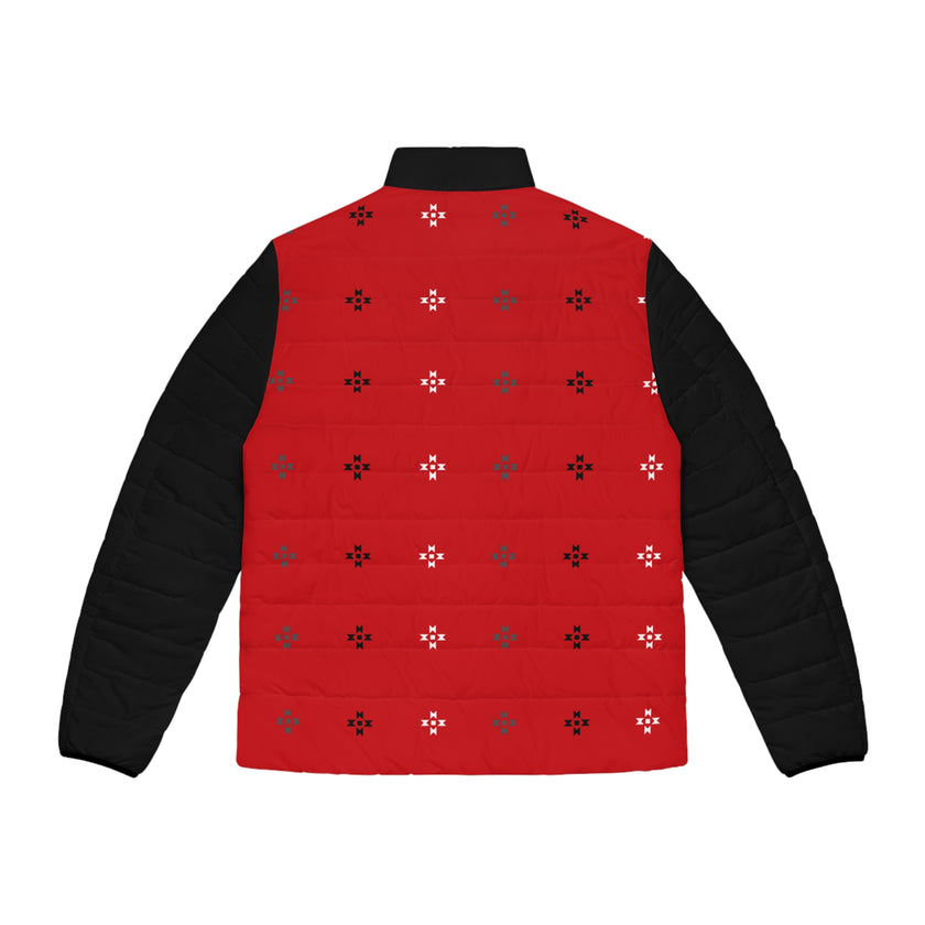 Red Native Stars Pattern, Men's Puffer Jacket