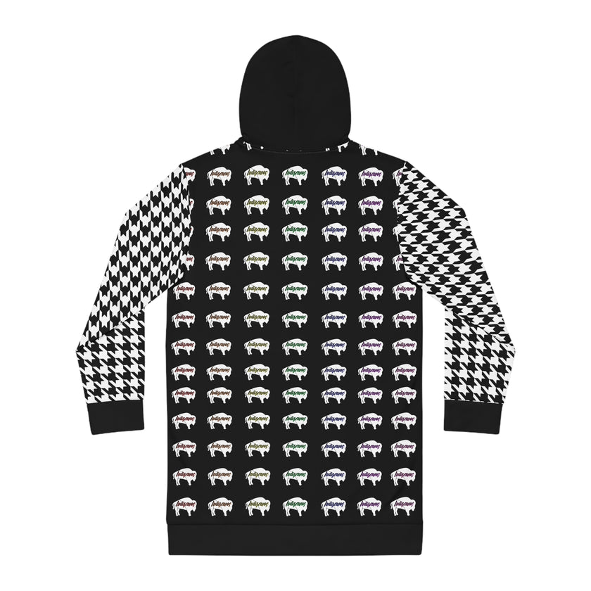 Rainbow Indigenous Bison Innii Women's Hoodie Dress (AOP)