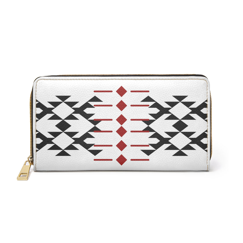 White, Red and Black Warrior Womens, Zippered Wallet