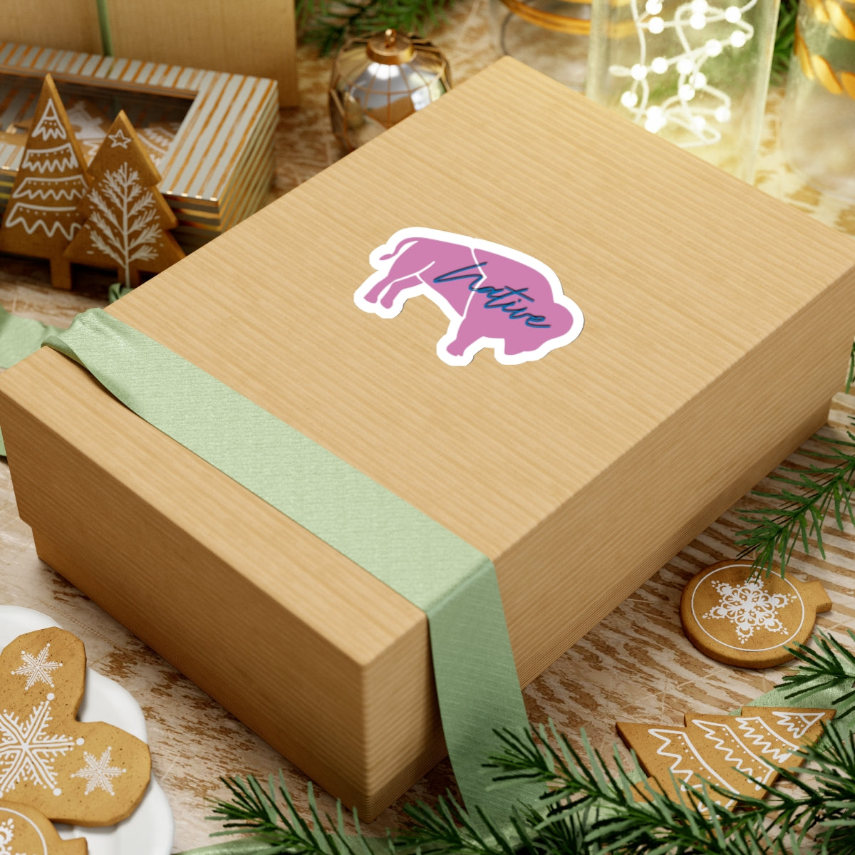 Pink Native Bison Kiss-Cut Stickers