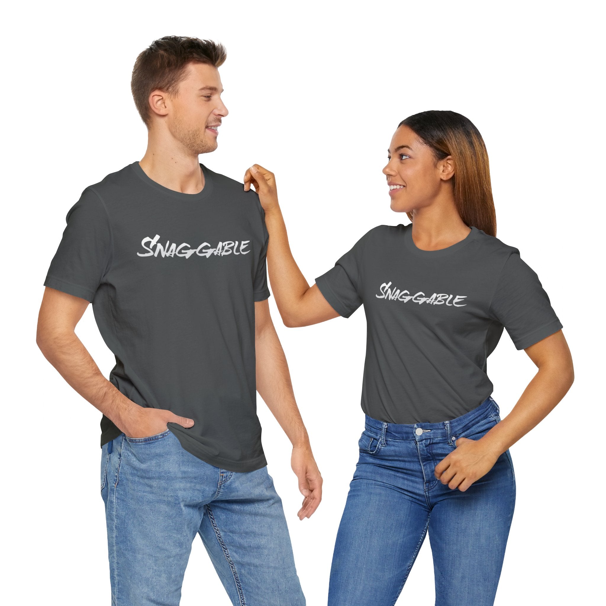 Snaggable, Rez Humor, Black, Asphalt, Pink or Red, Unisex Jersey Short Sleeve Tee