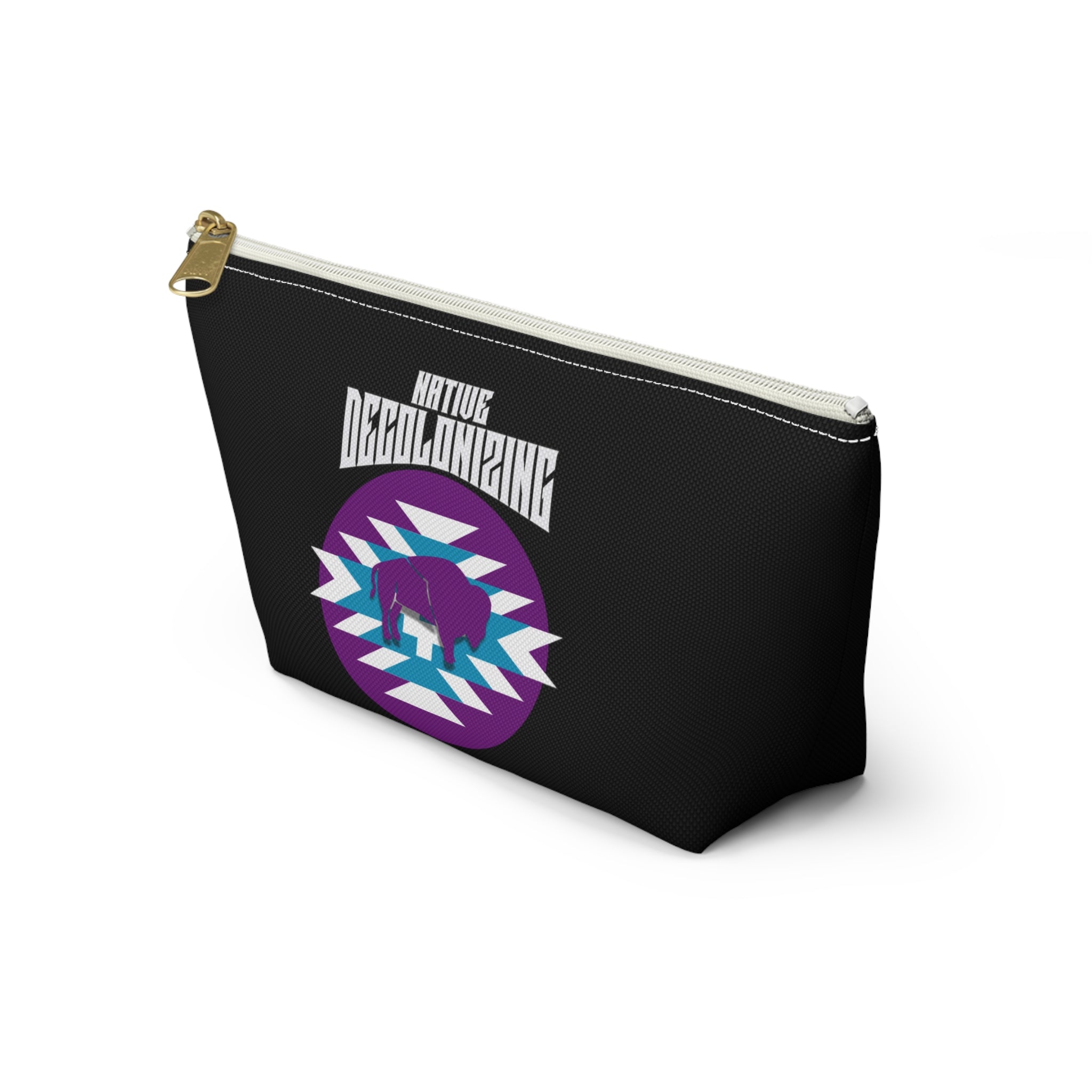 Native American White Innii aka Bison Decolonizing Accessory Pouch w T-bottom, Makeup Bag