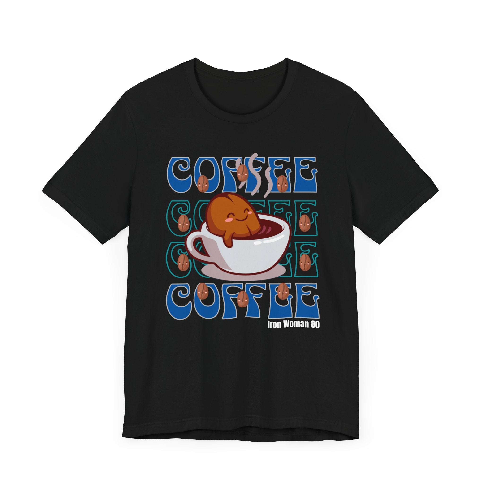 Coffee Cup Cutie Graphic, Coffee Unisex Jersey Short Sleeve Tshirt, Black or White