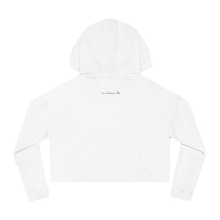 Yoga Yoga Yoga, Black Pink Purple text Women’s Cropped Hooded Sweatshirt, White or Gray