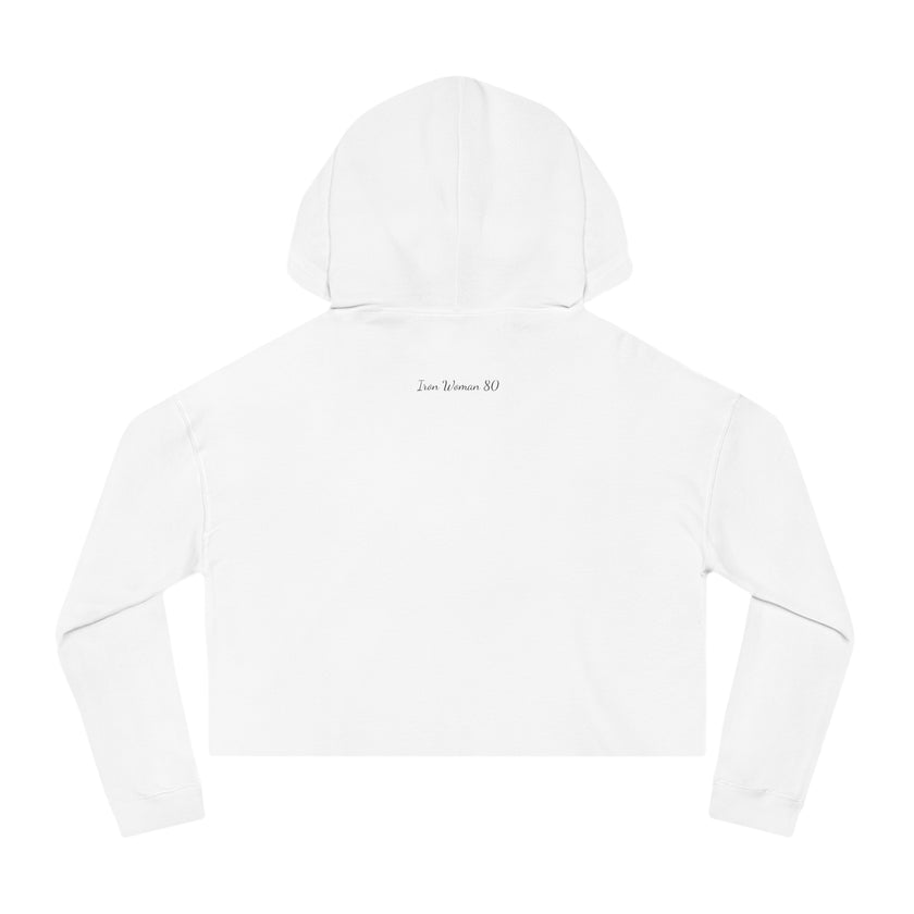 Yoga Yoga Yoga, Black Pink Purple text Women’s Cropped Hooded Sweatshirt, White or Gray