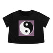 Pink Black and White Yin and Yang Women's Flowy Cropped Tee
