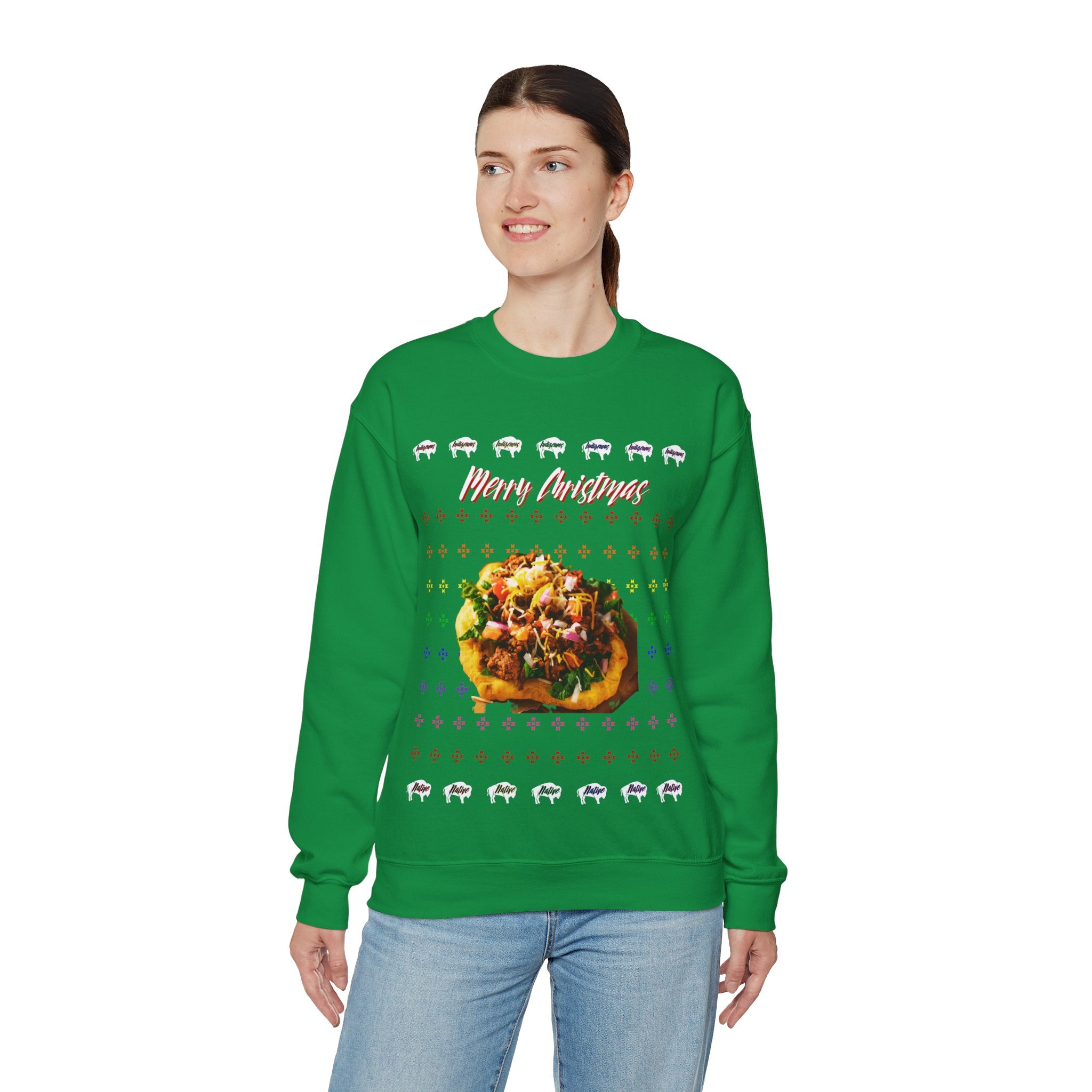 Ugly Christmas Indian Taco Unisex Heavy Blend™ Crewneck Sweater