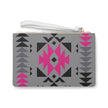 Pink Gray and Black Native Pattern Clutch Bag
