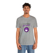 Coffee first please purple image Unisex Jersey Short Sleeve Tee