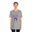 Coffee first please purple image Unisex Jersey Short Sleeve Tee