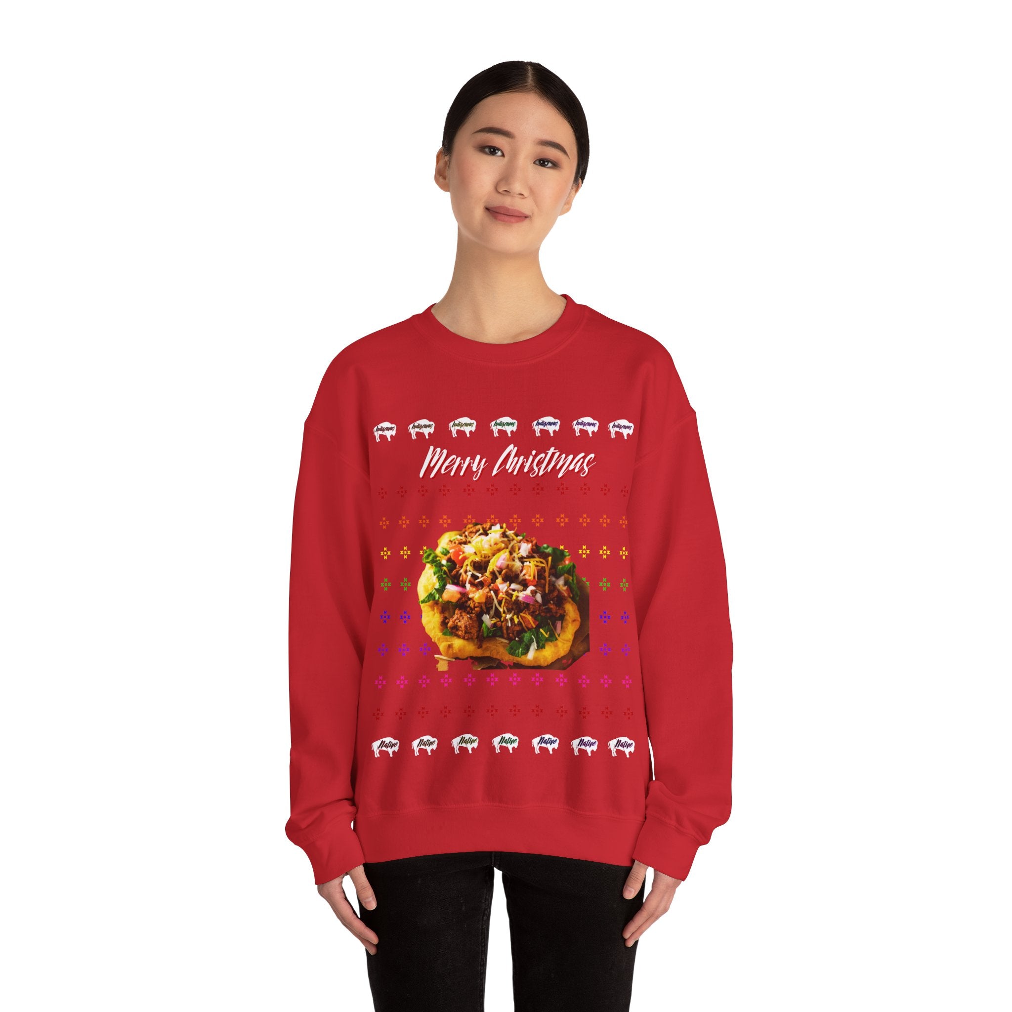Ugly Christmas Indian Taco Unisex Heavy Blend™ Crewneck Sweater