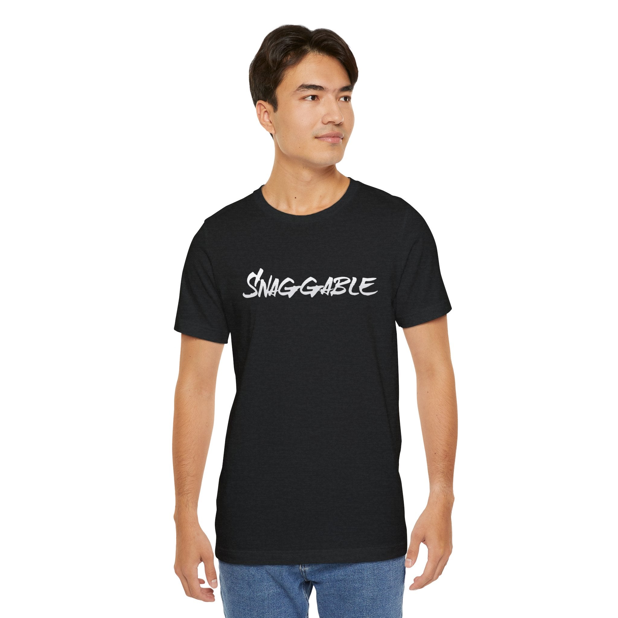 Snaggable, Rez Humor, Black, Asphalt, Pink or Red, Unisex Jersey Short Sleeve Tee