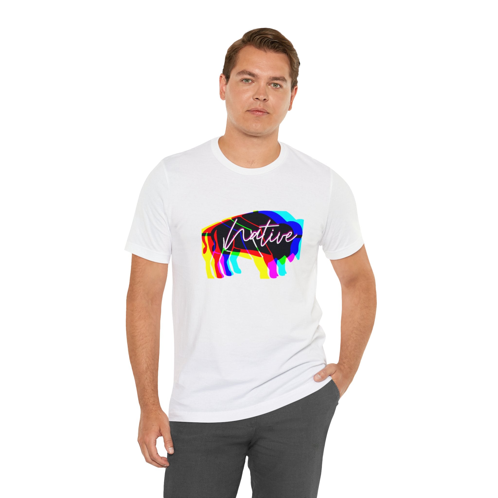 Multi Color Bison Pink Gradient Unisex Jersey Short Sleeve Tee