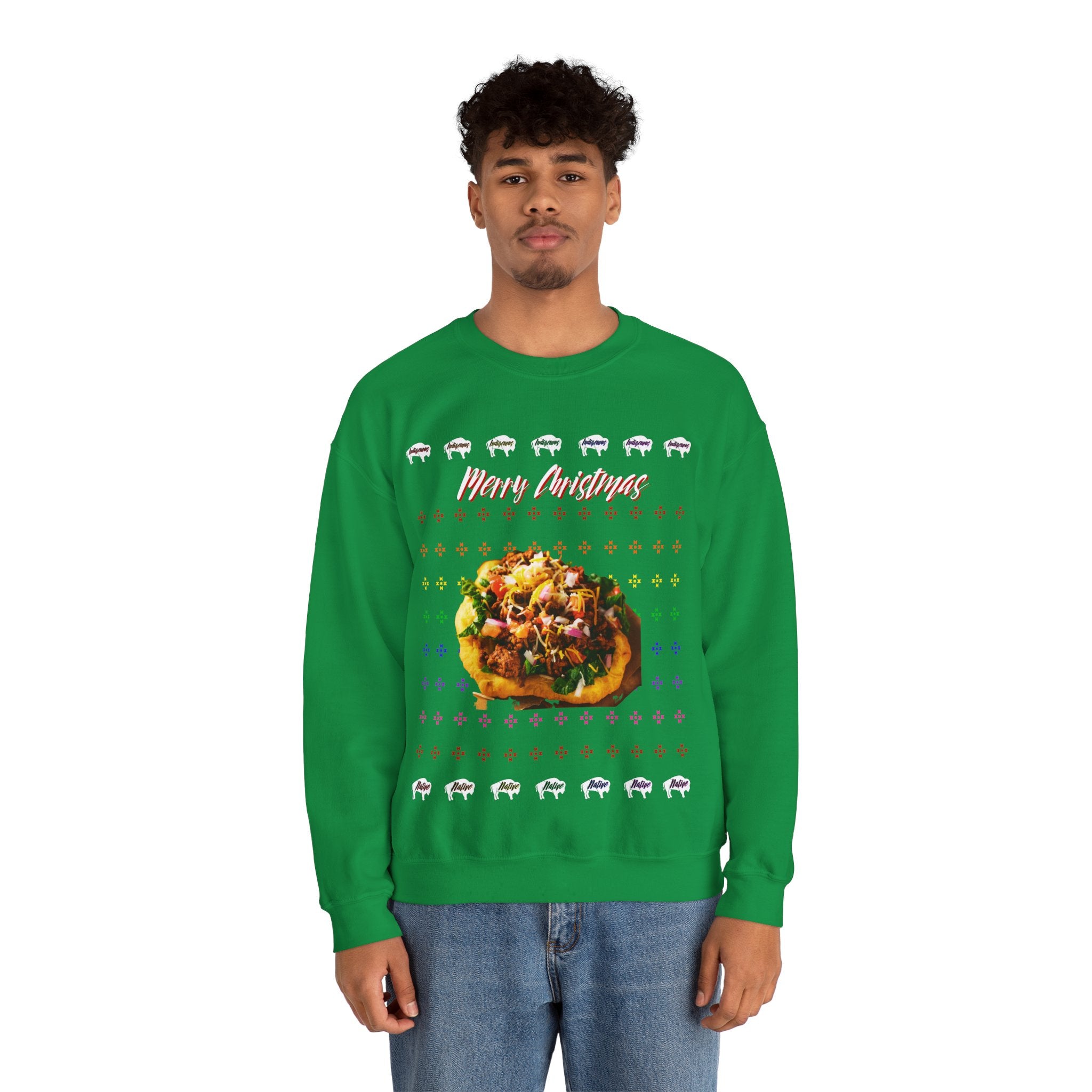 Ugly Christmas Indian Taco Unisex Heavy Blend™ Crewneck Sweater