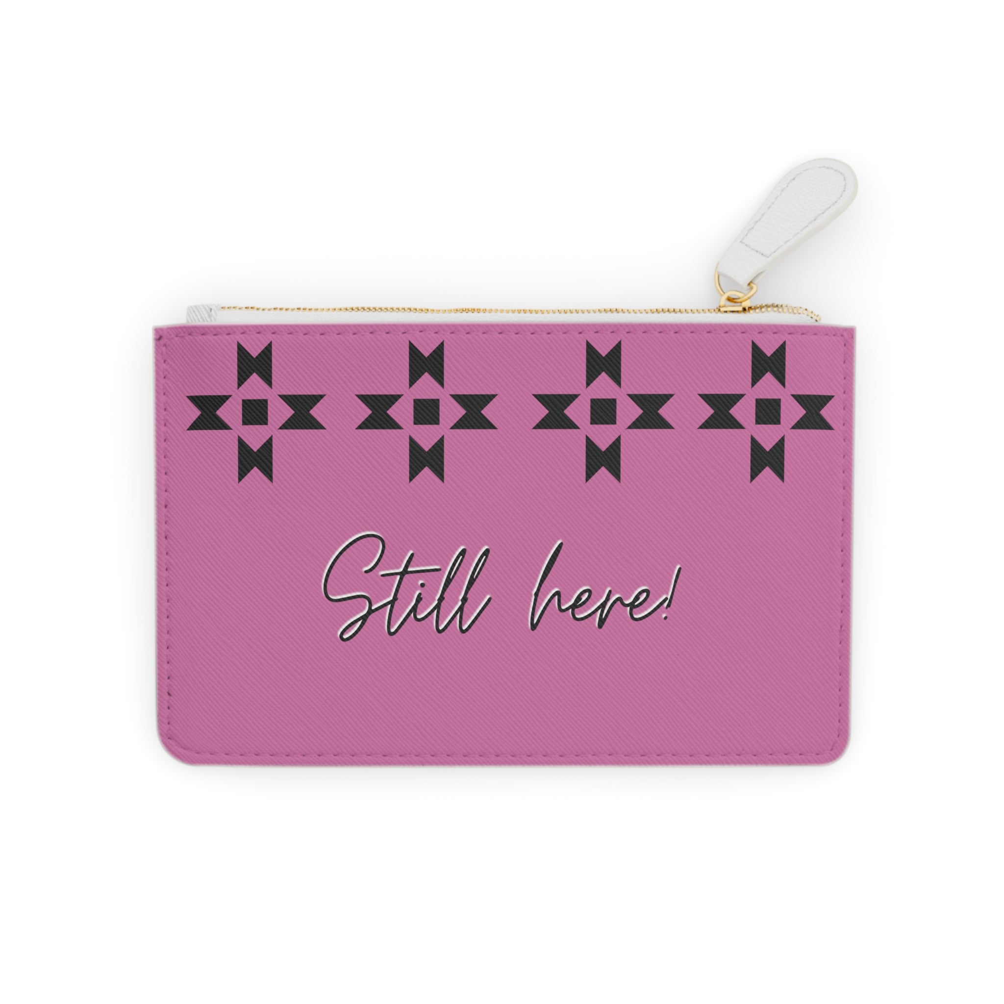 Light Pink Still here Mini Clutch Bag, card holder