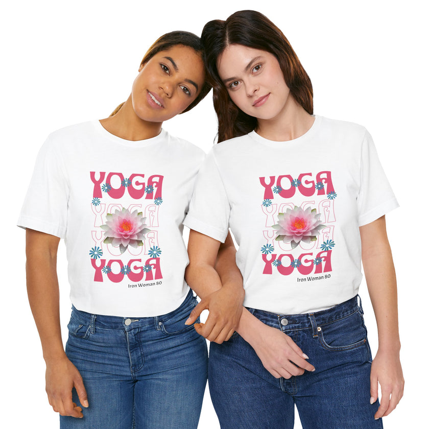 Lotus Flower Graphic, Yoga Unisex Jersey Short Sleeve Tshirt, Black or White