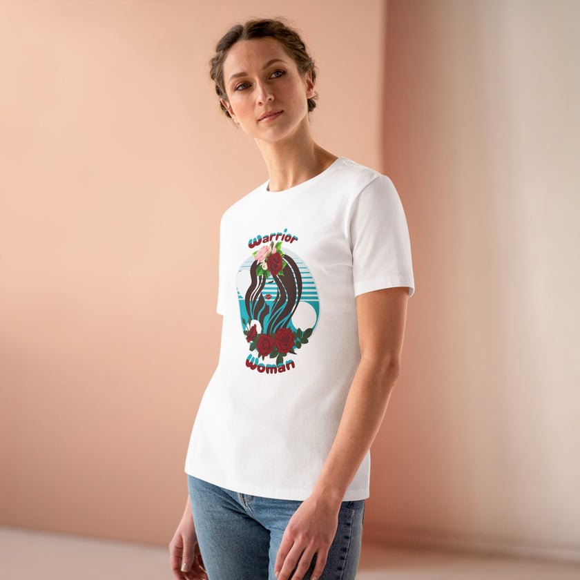 Warrior Woman, Graphic, Black, White or Pink, Women's Cotton Tee