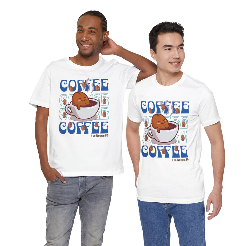 Coffee Cup Cutie Graphic, Coffee Unisex Jersey Short Sleeve Tshirt, Black or White