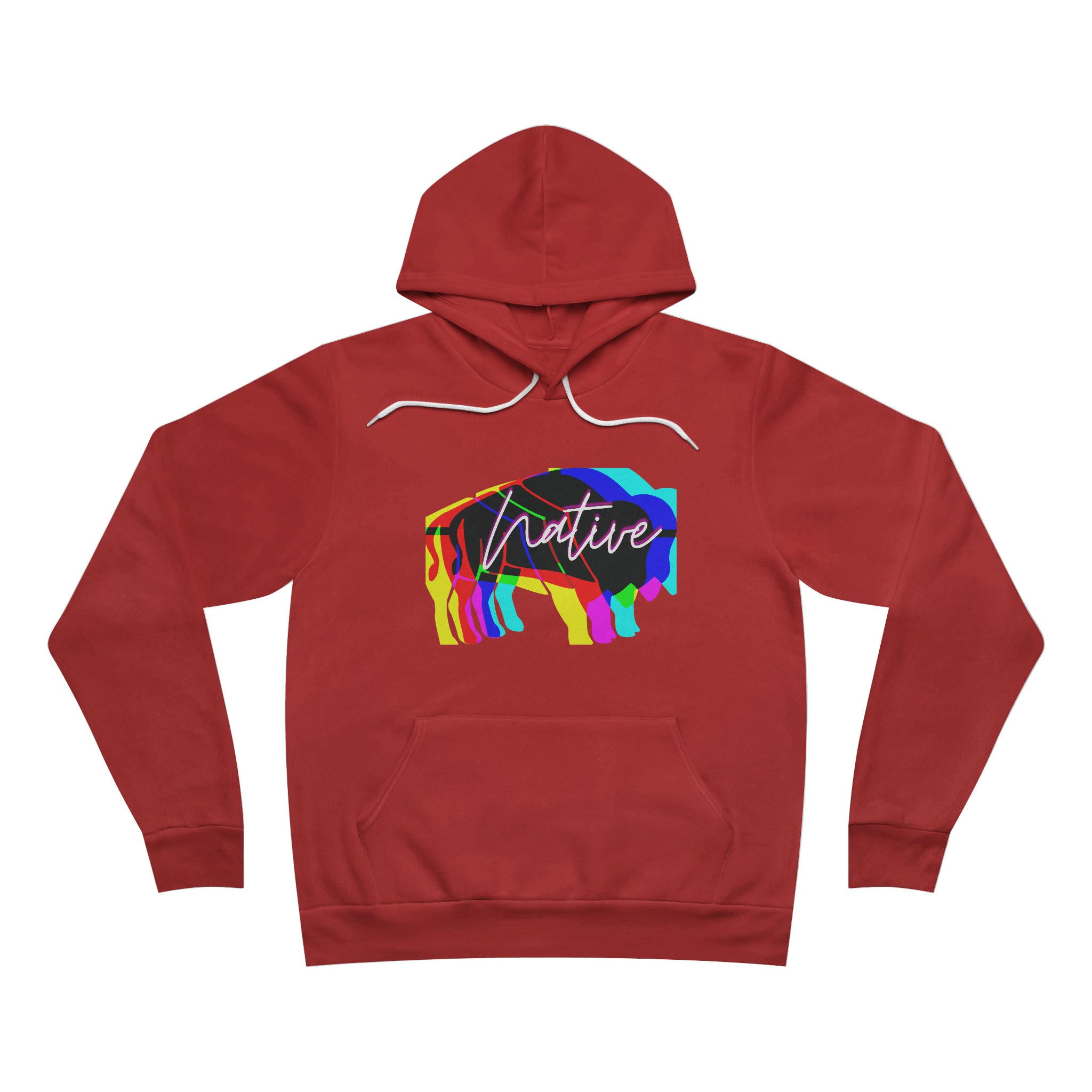 Native Bison Multi Color Unisex Fleece Pullover Hoodie