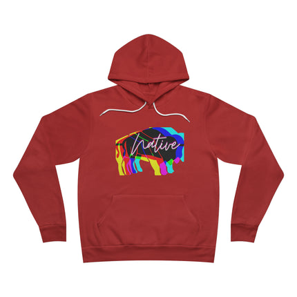 Native Bison Multi Color Unisex Fleece Pullover Hoodie