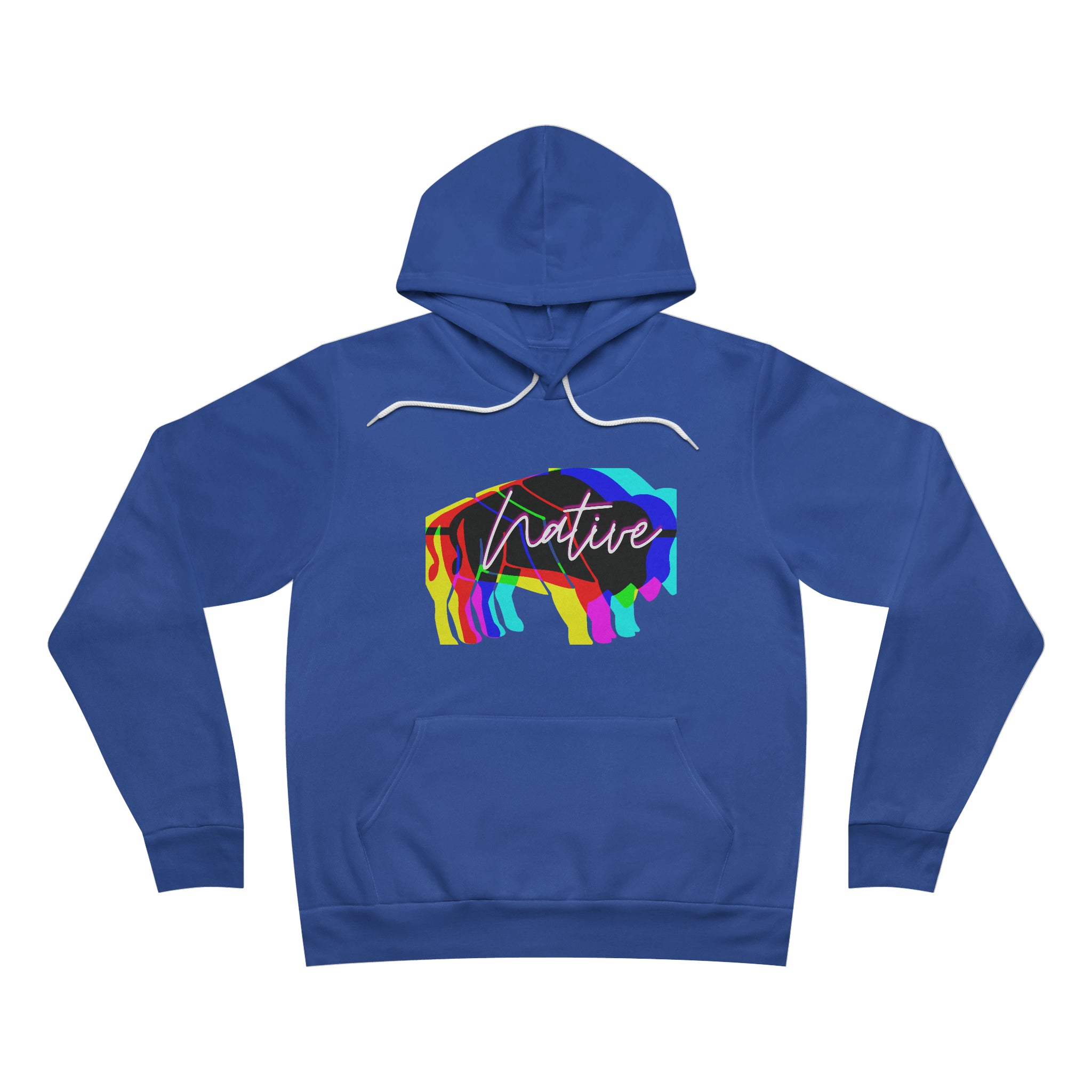Native Bison Multi Color Unisex Fleece Pullover Hoodie