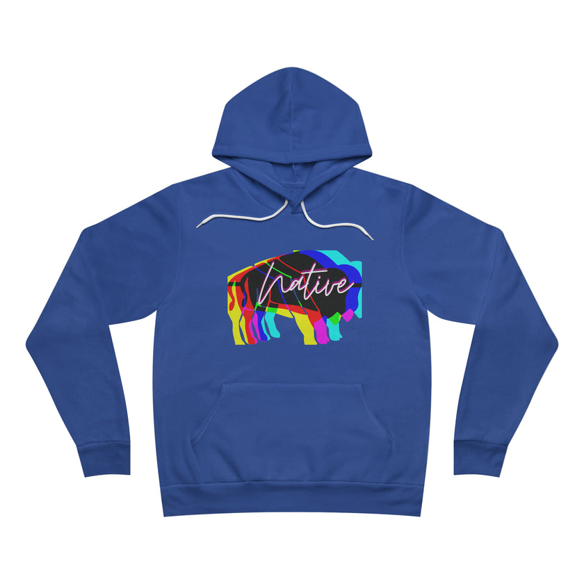 Native Bison Multi Color Unisex Fleece Pullover Hoodie