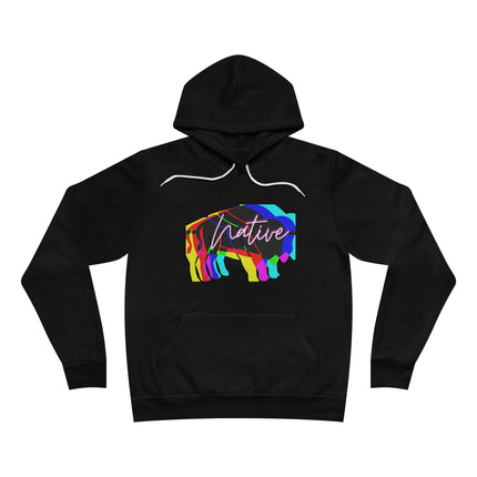 Native Bison Multi Color Unisex Fleece Pullover Hoodie