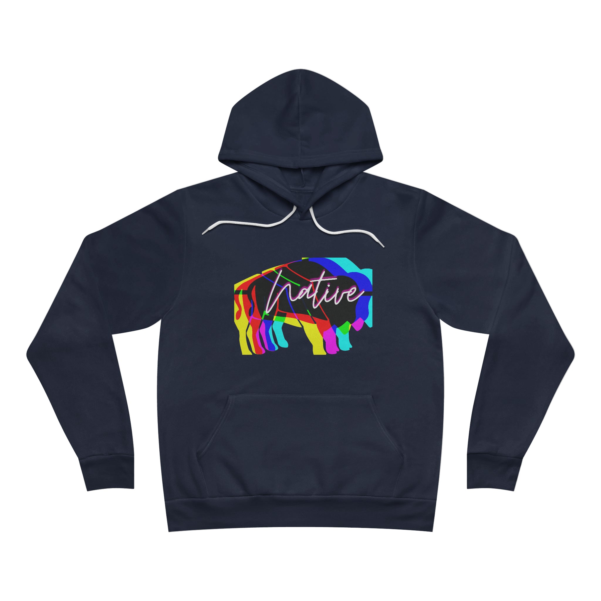 Native Bison Multi Color Unisex Fleece Pullover Hoodie