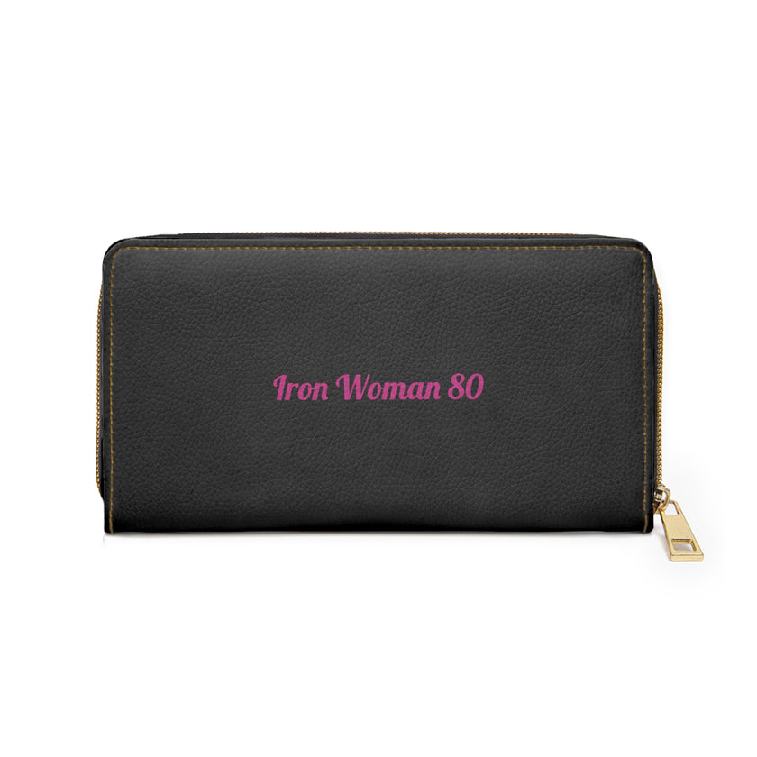 Native Bison with pink and teal pattern Zippered Wallet