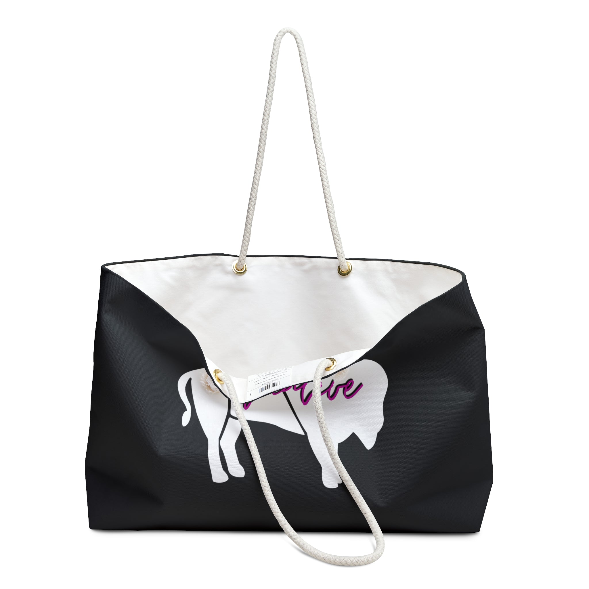 Native Bison White with Pink text Weekender Bag