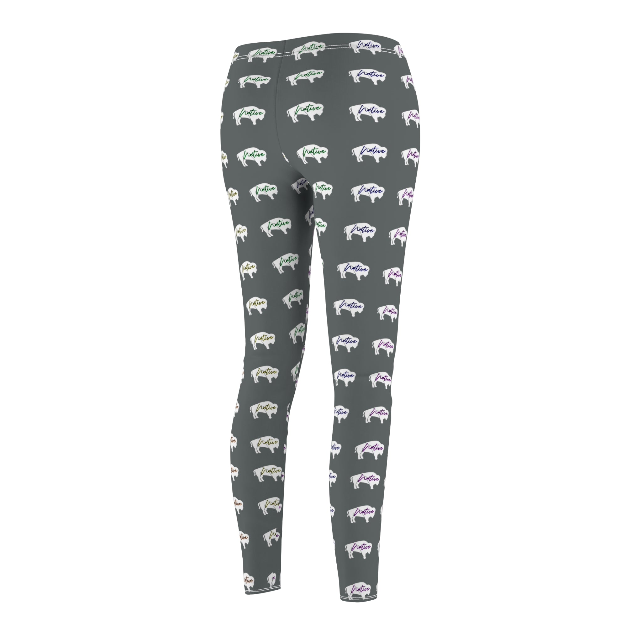 White Innii-Bison Gray Women's Casual Leggings