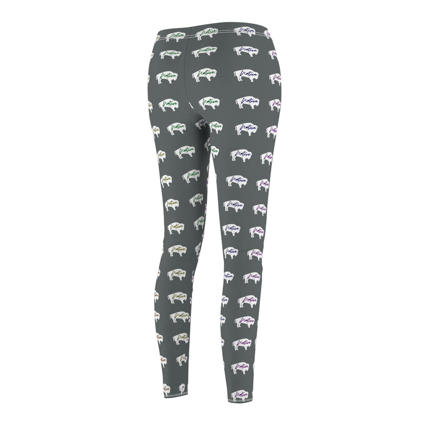 White Innii-Bison Gray Women's Casual Leggings
