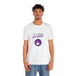 Coffee first please purple image Unisex Jersey Short Sleeve Tee