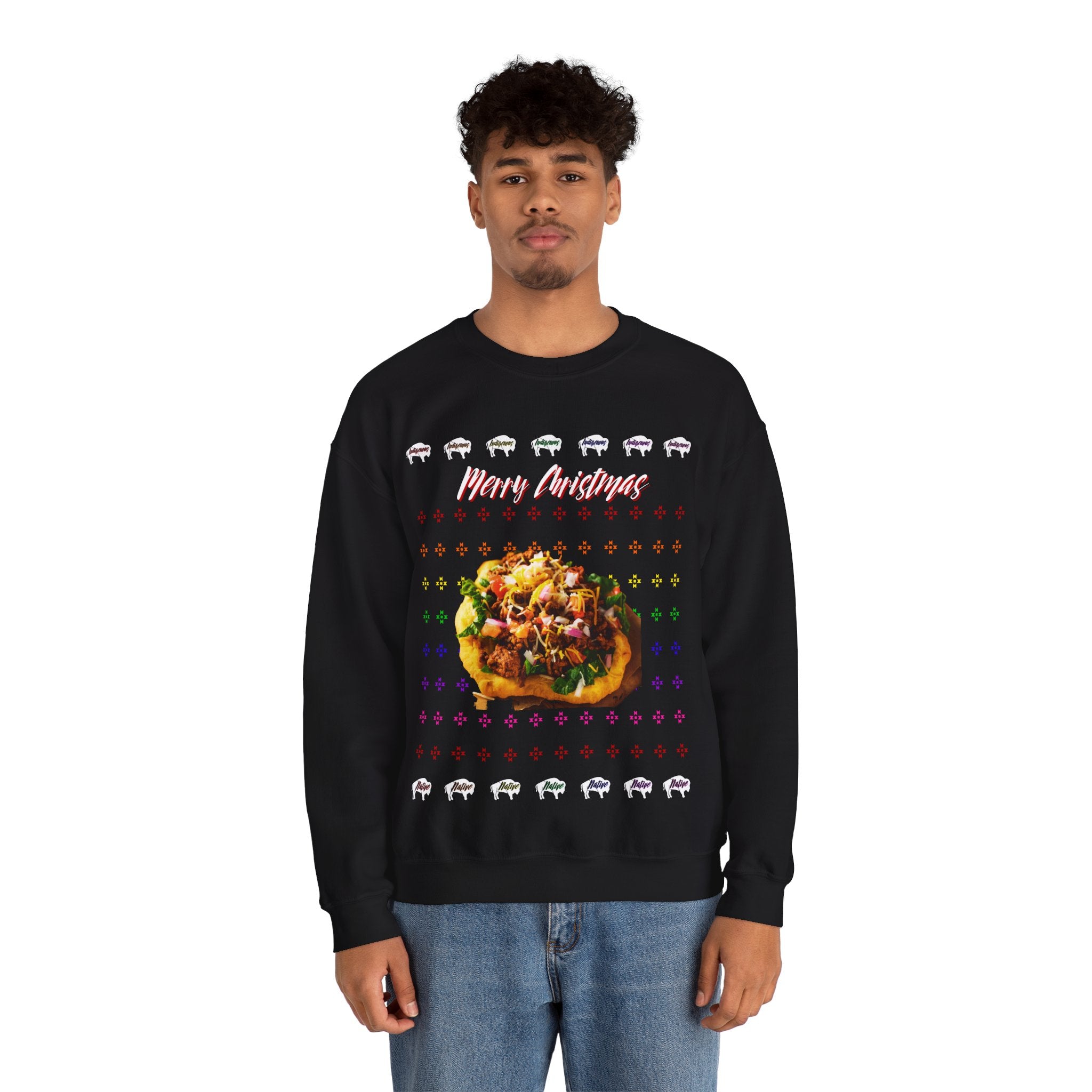 Ugly Christmas Indian Taco Unisex Heavy Blend™ Crewneck Sweater