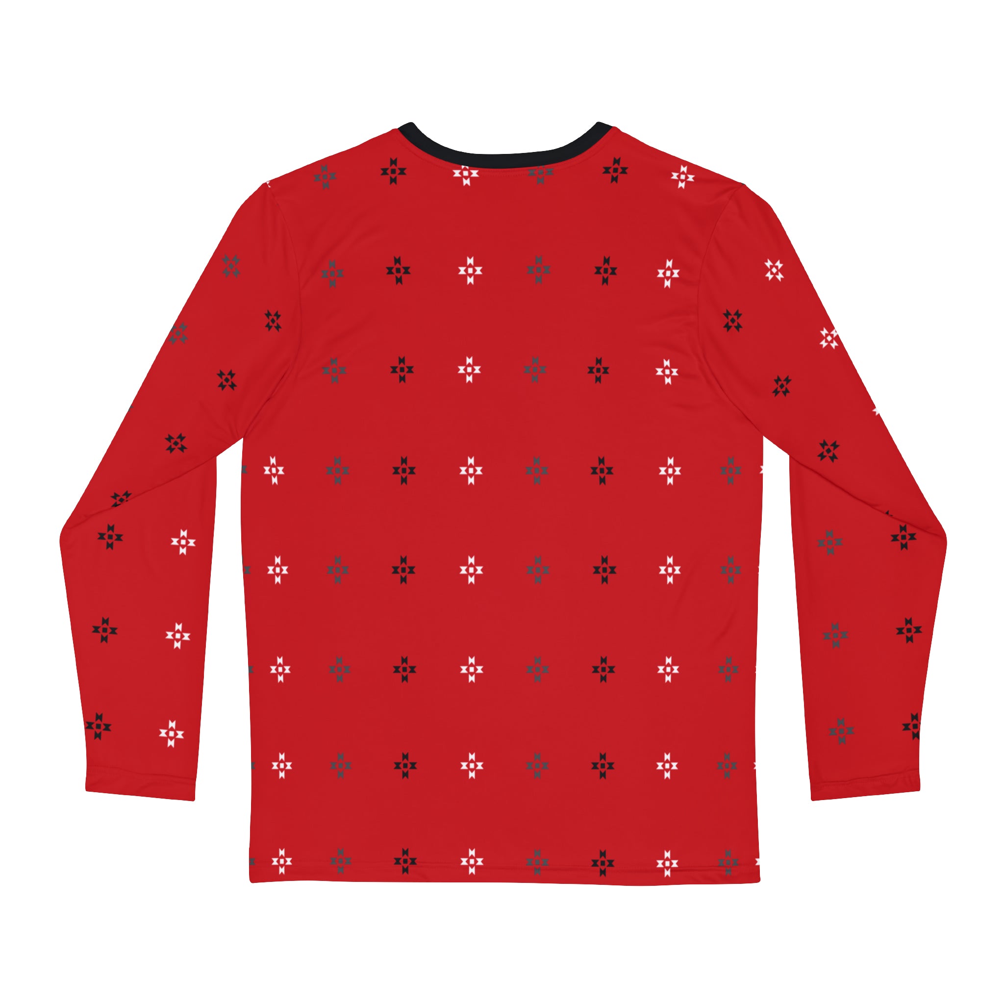 Red Native Stars Pattern Men's Long Sleeve Shirt (AOP)