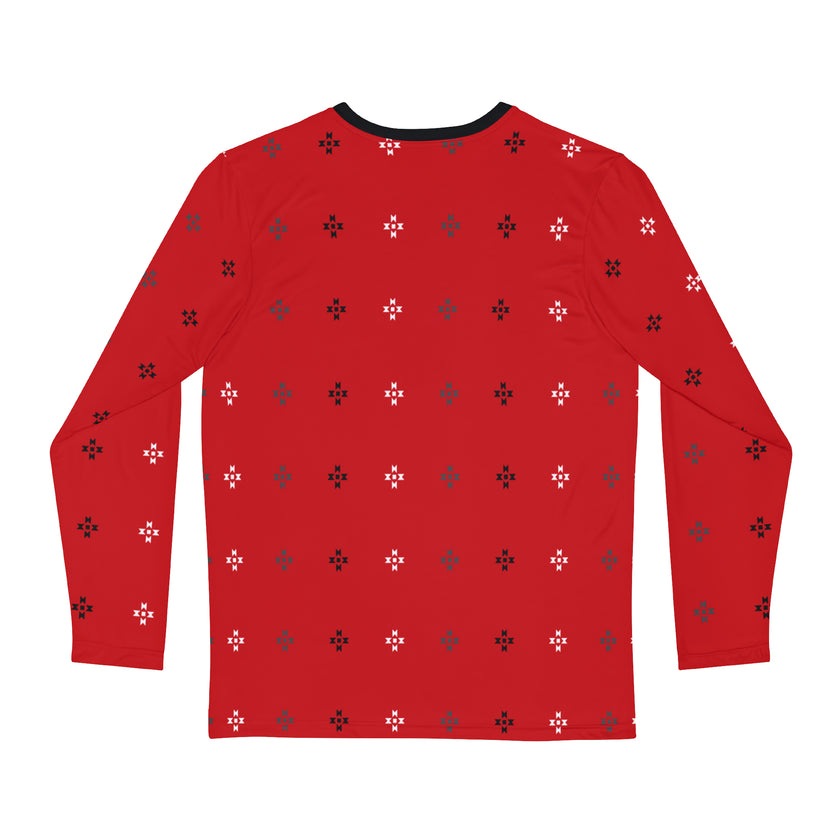 Red Native Stars Pattern Men's Long Sleeve Shirt (AOP)