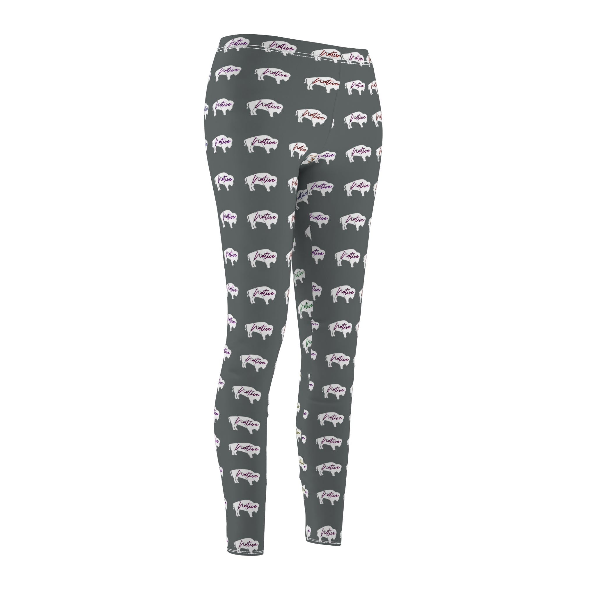 White Innii-Bison Gray Women's Casual Leggings