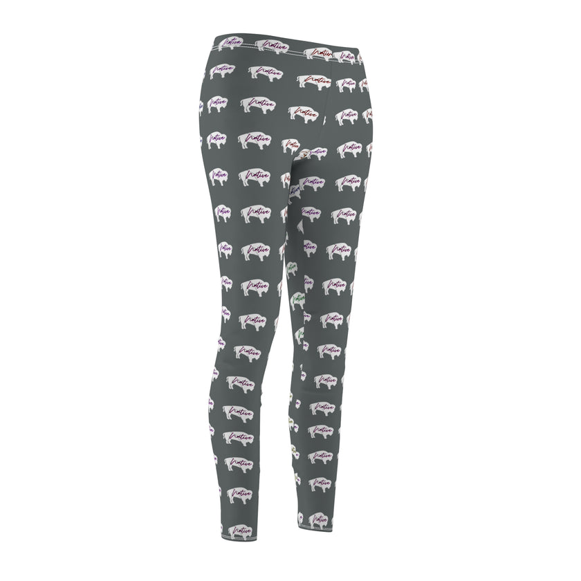White Innii-Bison Gray Women's Casual Leggings